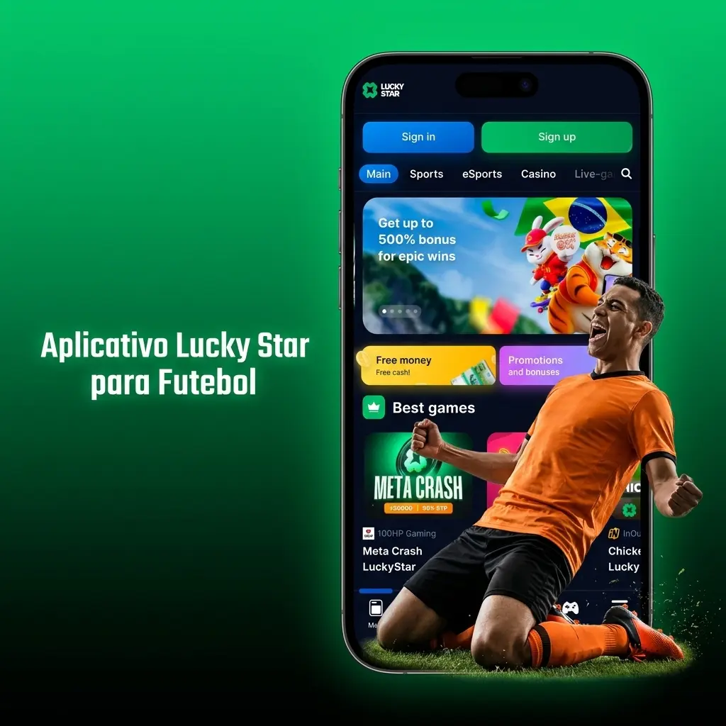 Aplicativo Lucky Star para apostas em futebol no Android e iOS com mercados ao vivo e odds atualizadas