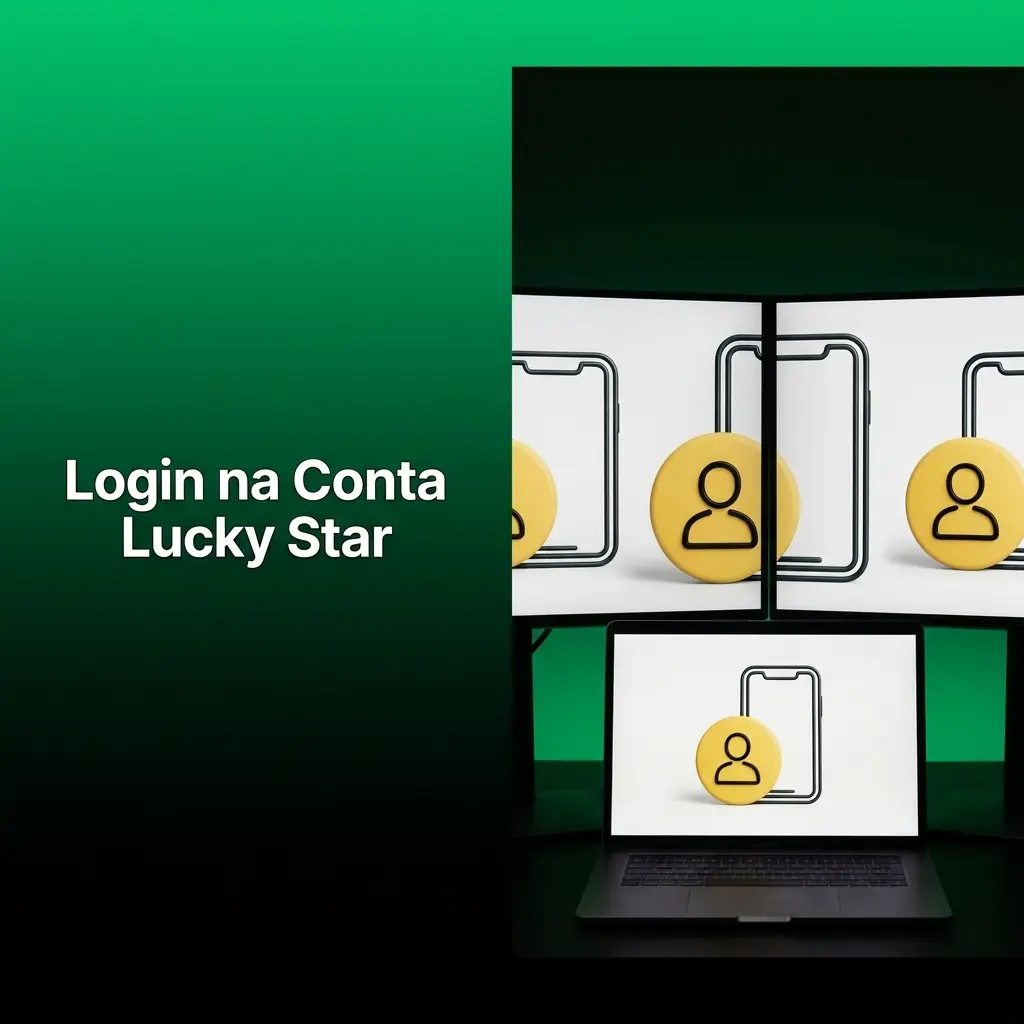 Tela de login da conta Lucky Star com campos de e-mail, senha e botão Entrar no canto superior direito